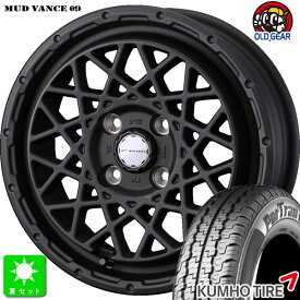 145/80R12 80/78(145R12 6PR)クムホ KUMHO ポートラン 857新品 サマータイヤ ホイール4本セットウェッズ マッドヴァンス MUD VANCE 0912インチ 4.00B 4H100フルマットBK組込み済 バランス調整済 taiya