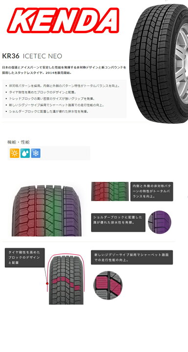 楽天市場】送料無料 2024〜2025年製 235/45R18 94H ケンダ KR36 アイス 