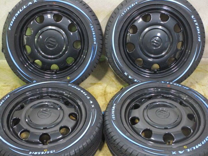 楽天市場】中古ホイールタイヤ 4本セット 155/65R14純正 スズキ  