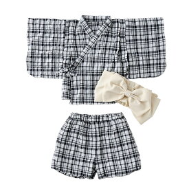 【SUMMER SALE】浴衣 赤ちゃん 浴衣風甚平 甚平 女の子 子供 セパレート 80 90 100 ベビー キッズ 2026 チェック シンプル おしゃれ 上品帯 ゴム 型崩れ防止 かぼちゃパンツ 簡単着脱 おそろい emoka