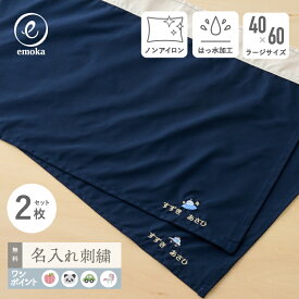 ランチョンマット 小学校 名入れ 名前 刺繍 子ども用 ナフキン 大きめ 40×60cm 机 長方形 撥水 ノンアイロン 2枚 セット ランチマット 給食 入園 入学 男の子 女の子 小学生 大判 布 シンプル かわいい 通園 通学 emoka