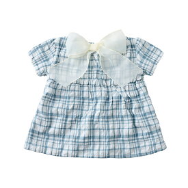 【マラソンSALE半額】ベビー ブラウス 女の子 半袖 チェック柄 シャツ 半袖 トップス おしゃれ フォーマル フリル リボン 赤ちゃん お祝い 1歳お誕生日 ホテル子供服 夏 80 90 100 emoka