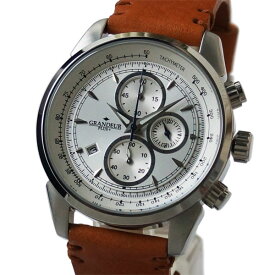 [グランドールプラス]GRANDEUR PLUS+　クロノグラフ　メンズ腕時計　GRP001W1 / 文字盤：シルバー　ベルト：ブラウンレザー