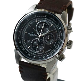 [グランドールプラス]GRANDEUR PLUS+　クロノグラフ　メンズ腕時計　GRP001W3 / 文字盤：ブラック　ベルト：ダークブラウンレザー