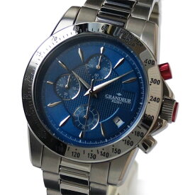 [グランドールプラス]GRANDEUR PLUS+　オールステンレスクロノグラフ　メンズ腕時計　GRP003W2 ブルー