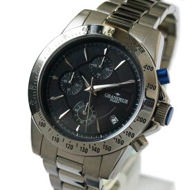 [グランドールプラス]GRANDEUR PLUS+　オールステンレスクロノグラフ　メンズ腕時計　GRP003W3 ブラック