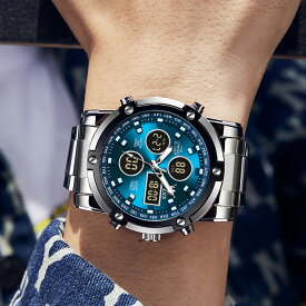 送料無料 OLEVS メンズ 腕時計 おしゃれ デジタル アラーム 大きい ダイヤル 見やすい ストップウォッチ 24時間 日付 防水 ブランド