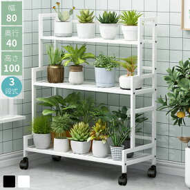 ガーデンラック 3段 スリム キャスター付き 屋外 室内 落下防止 水切り 頑丈 防錆 観葉植物 多肉植物 花台 フラワーラック フラワースタンド プランタースタンド ガーデニング 園芸 おしゃれ 植物棚 多目的収納棚 組立簡単 北欧 黒 白