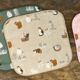 松尾ミユキ ガーゼハンドタオル Cats【猫グッズ 猫雑貨 ネコ雑貨 プレゼント 女性 タオルハンカチ レディース ギフト グッズ 柄 雑貨 おしゃれ 日用品 ねこ かわいい 可愛い モチーフ 猫の小物 猫好き 退職 引っ越し 松尾みゆき】