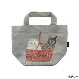 松尾ミユキ ミニボートバッグ【メール便選択で送料無料】【猫雑貨 猫グッズ ネコ柄 猫柄 プレゼント 女性 おしゃれ レディース トートバッグ 布 軽量 かわいい 大人可愛い 40代 ねこ モチーフ ギフト 猫好き 雑貨 グッズ 松尾みゆき】