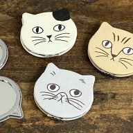 松尾ミユキ コンパクトミラー【猫グッズ 猫雑貨 ネコ雑貨 猫柄 手鏡 拡大鏡 おしゃれ 小さい 薄い 中学生…