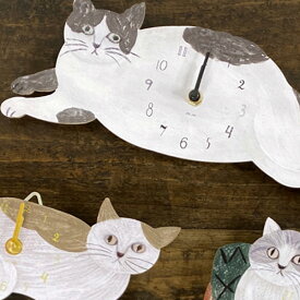 松尾ミユキ diecut clock(ダイカットクロック)【壁掛け時計 掛時計 アナログ 猫グッズ 柄 雑貨 ネコ ねこ モチーフ おしゃれ かわいい 可愛い 個性的 デザイン プレゼント 人気 女性 松尾みゆき ハチワレ ギフト 猫の小物 猫好き 猫雑貨】