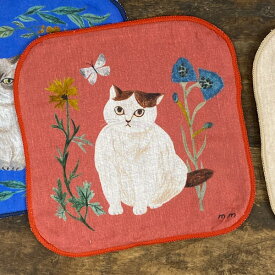 松尾ミユキ ガーゼハンドタオル E【猫グッズ 猫雑貨 ネコ雑貨 プレゼント 女性 タオルハンカチ レディース ギフト グッズ 柄 雑貨 おしゃれ 日用品 ねこ かわいい 可愛い モチーフ 猫の小物 猫好き 退職 引っ越し 松尾みゆき】