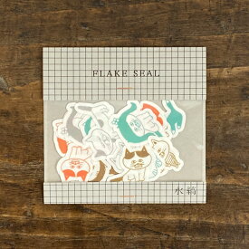 柴田ケイコ×水縞 フレークシール カツラねこ【ステッカー キャラクター かわいい 猫グッズ 猫雑貨 ネコ雑貨 猫柄 プレゼント 女性 グッズ おしゃれ 大人かわいい 可愛い ギフト 猫好き 猫の小物 手帳デコ 日記デコ 手帳用 ラッピング】【新作】