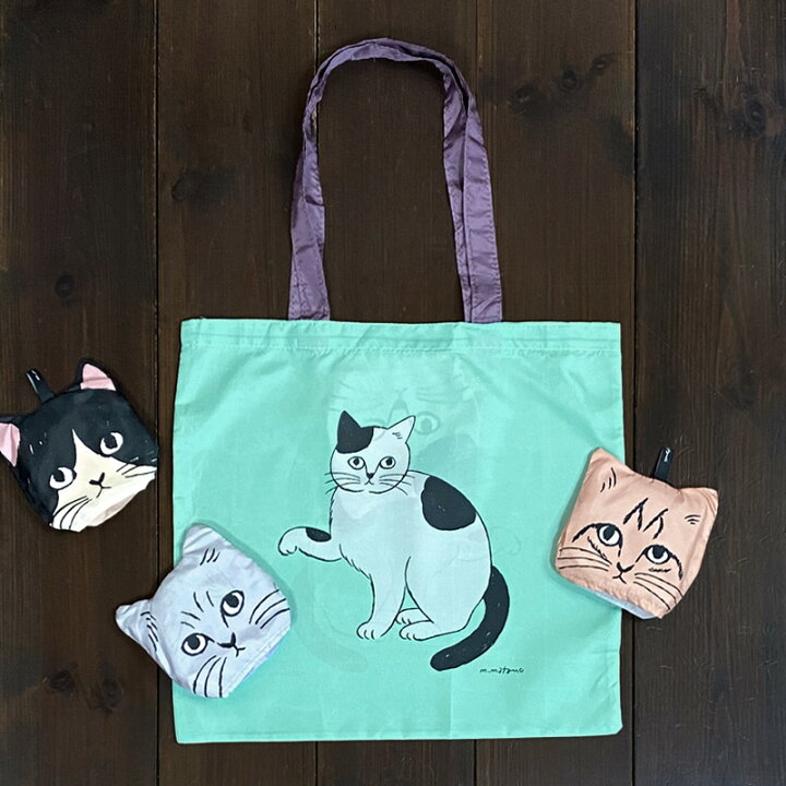 新品 松尾ミユキ レジカゴ サイズ マーケットバッグ milo 猫 ねこ ネコ 