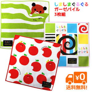 限定価格 しましまぐるぐる グッズ 人気絵本の”しまぐる”の洗えるガーゼパイルハンカチ3枚組セット!出産 入園 こども ギフト 】【楽ギフ_包装選択】メール便で送料無料!