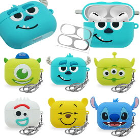 Disney AirPods (Pro) Silicone Case ディズニー エアーポッズ プロ シリコン エアーポッズ3 エアーポッズプロ 無線充電可能 ワイヤレス充電 ホルダー付き アンチスクラッチ ストラップ リング マイク サリー フォーキー シリコン