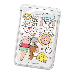 Tom and Jerry Sweet Food Party Clear Magnetic Slide Card Case (MagSafe�݊�) �g���ƃW�F���[ �X�E�B�[�g�t�[�h�p�[�e�B�[ ���� �}�O�l�`�b�N �X���C�h �J�[�h�P�[�X �J�[�h�z���_�[ iPhone 17e Air 17 Pro Max 16e 16 Plu