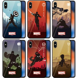 MARVEL Heroic Silhouette Glass マーベル ヒーローズ シルエット ガラスケース スマホケース スマホカバー iPhone 11 Pro Max XS XR アイフォン アイホン 10s 10sMax 10r プロ マックス エス アル Galaxy S10 ギャラクシー ケース カバー 強化ガラス バンパーケース