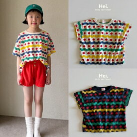 【即納品】 Hei ヘイ 25夏物 新作 図形Tシャツ 韓国こども服 韓国キッズ服 キッズサイズ 可愛い 女の子 オシャレ