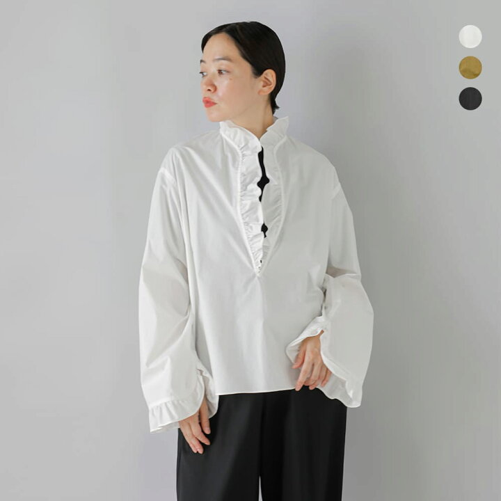 楽天市場】LOEFF ロエフ コットンブロード フリル スキッパー シャツ 