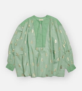 ne Quittez pas �k�L�e�p �R�b�g���{�C�� �t�����[���v�����g �M���U�[ �u���E�X Cotton Voile Foil Flower Print Gather Blouse 010100cm1 ���f�B�[�X 2026ss�V�� �t�āy�N�[�|���Ώہz