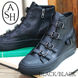 【ポイント10倍】【2025年春夏再入荷】【日本正規取扱店】ASH Virgin BLACK/BLACKアッシュ ヴァージン レザーハイカットスニーカー ブラック モノクロ 靴 レディース