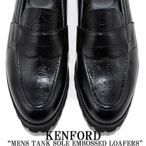 �y�����Y�z�y2026�N�t�čē��ׁz�y�������K�i�z KENFORD MENS TANK SOLE EMBOSSED LOAFERS / BLACK PAISLEY(K027C25)�P���t�H�[�h �����Y �^���N�\�[�� �G���{�X ���[�t�@�[ �u���b�N �y�C�Y���[ �����Y �C ����