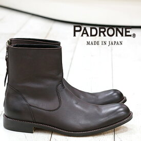【残りわずか！41インチのみ】【正規取扱店 】　PADRONE ブーツ メンズ PU7885-1117 D-BROWN パドローネ boots バックジップ ダークブラウン　