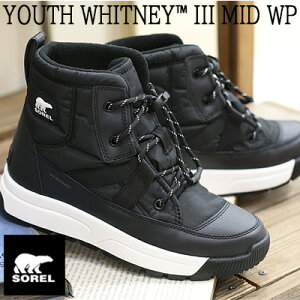 y2025NH~VzyKizSOREL YOUTH WHITNEY III MID WP NY5288 (010 Black Sea Salt)\ [X EBbgj[3 ~bh EH[^[v[t ubN
