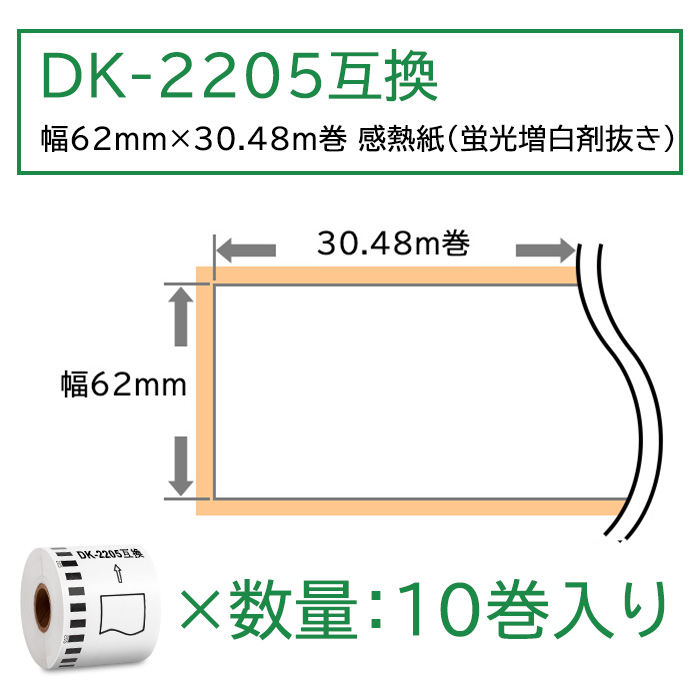 DK-4205 DK-2205の再剥離タイプ ブラザー 弱粘着( ホワイト, 50ロール