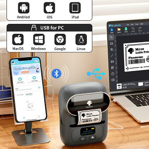 [���r���[���T] �X�}�z�Ή� ���x�����C�^�[ �ƒ�p Phomemo M110 ���x���v�����^�[ �T�[�}���v�����^�[ ���o�C���v�����^�[ Bluetooth�ڑ� �o�[�R�[�h/�l�D/�H�i���x�� �{�̂ɂ̓��[����̃��x��