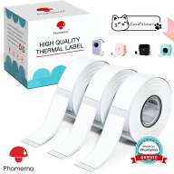 Phomemo ラベルプリンター D30/Q30S/D50 感熱ロール紙 27種 白地黒文字 感熱テープ カラー模様 スイカ く…
