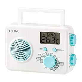 【中古】（非常に良い）朝日電器 ELPA(エルパ) AM/FMシャワーラジオ 水回りで使える 時計や温度を表示できる液晶画面 ER-W40F