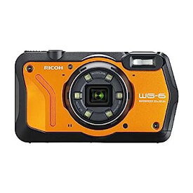 【中古】（非常に良い）RICOH WG-6 オレンジ 本格防水カメラ 20メートル防水 耐衝撃 防塵 耐寒 2000万画素 4K動画対応 高性能GPS内蔵 水中専用マーメードモード搭載 高