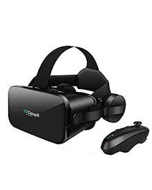 【中古】最新 VRゴーグル VRヘッドセット VRヘッドマウントディスプレイ 3D スマホVR ヘッドホン付き モバイル型 (黒)