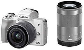 【中古】Canon キヤノン ミラーレス一眼カメラ EOS Kiss M(ホワイト)・ダブルズームキット EOSKISSMWH-WZK-A