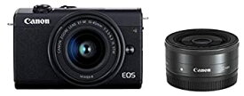【中古】（非常に良い）Canon キヤノン ミラーレス一眼カメラ EOS M200 (ブラック)・ダブルレンズキット EOSM200BK-WLK