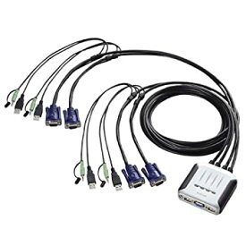 【中古】（非常に良い）エレコム KVMスイッチ USB VGA スピーカー 4台 KVM-KU4