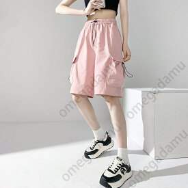 送料無料 ハーフパンツ レディース 夏 水陸両用 カーゴパンツ 水着 単品 サーフパンツ ロング カーゴ 体型カバー ウエストゴム 薄手 調整機能付き ひざ丈 パンツ 速乾 部屋着 ボトムス