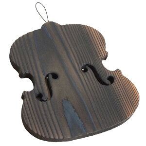 銘木のヴァイオリン型鍋敷き（焼き智頭杉）紐付き【バイオリン職人の手作り】