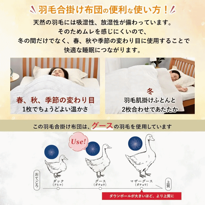 楽天市場】西川プレミアム合掛け羽毛ふとん シングル 150×210cm