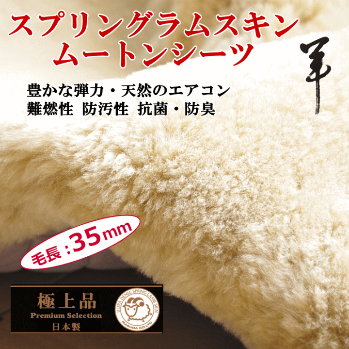 楽天市場】スプリングラムスキンRS3500ムートンシーツシングルサイズ 毛長約35ｍｍ 夏涼しく冬暖か 高密度・高弾力・高機能  オーストラリアンメリノ種使用 豊かな弾力・天然のコイル 天然のエアコン 難燃性 防汚性 抗菌・防臭 防ダニ加工 日本エコレザー基準認定品 : おめ  