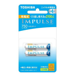 TOSHIBA �j�b�P�����f�d�r �[�d��IMPULSE �X�^���_�[�h�^�C�v �P4�`�[�d�r(min.750mAh) 2�{ TNH-4ME2P