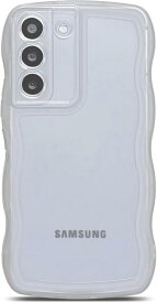 QLTYPRI Galaxy S22 ケース クリア TPU カバー ウェーブ おしゃれ 韓国 可愛い 透明 薄型 軽量 耐衝撃 滑り止め (SC-51C / SCG13) スマホケース ワイヤレス充電対応 ストラップホール付き ギャラクシーS2