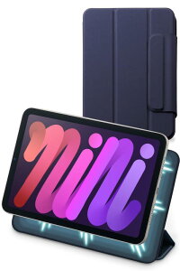 エレコム iPad mini7 A17 Pro (2024年) mini6 (2021年) ケース マグネット吸着 三つ折りスタンド 軽量 スリム Apple Pencil ペアリング 充電 ネイビー TBWA21SWVPF2NV