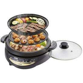 タイガー魔法瓶(TIGER) グリル鍋 3枚タイプ 遠赤土鍋コーティング 深鍋 たこ焼き プレート 3.7L ブラウン CQG-B30N-T