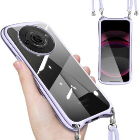 AQUOS R8 Pro SH-51D 用の ケース ショルダー ストラップ AQUOS R8pro 用の カバー 斜めかけ 肩掛け 首掛け 韓国 アクオスR8プロ SH51D クリア スマホケース （スターリバーシルバー）