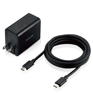 �G���R��(ELECOM) GaN(�����K���E��) AC�A�_�v�^�[ ACDC-PD1265BK �m�[�gPC/iPhone/�X�}�[�g�t�H��/Nintendo Switch�Ȃ� PD�F�� �ő�65W Type-C1�|�[�g C-C�P�[�u���t�� 2m �u���b�N