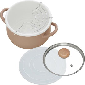 和平フレイズ 琺瑯 鍋 クッキングポット 20cm ブラウン IH対応 ガス 両手鍋 揚げ鍋 天麩羅 天ぷら ストクック RB-3246